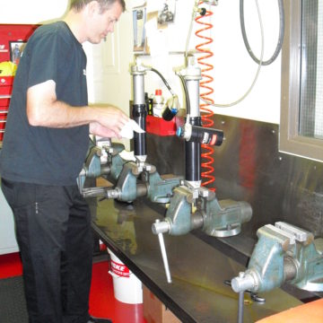 Penske Pro Air Shock being hand-built